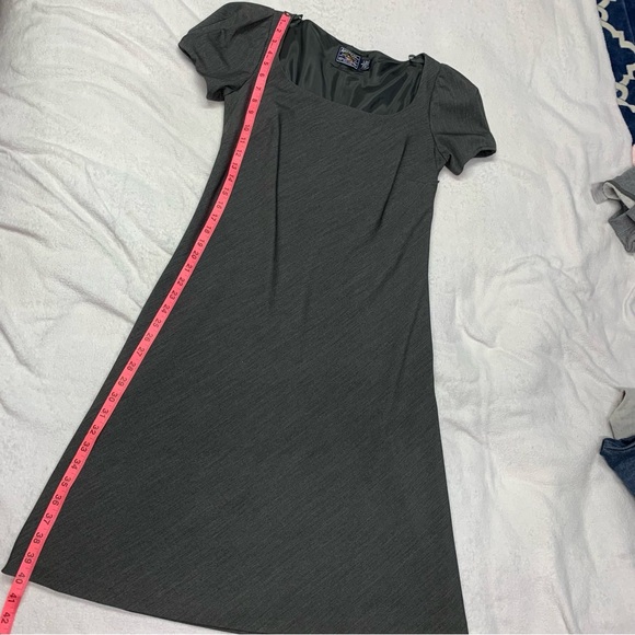 American Living EUC Gray Square Neck Puffed Sleeve Shift Dress size 6 - Picture 9 of 12